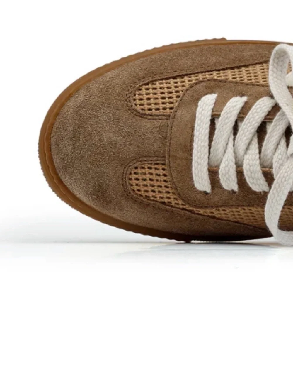 Paul Green Women's Suede & Mesh Sneaker in Tan and White